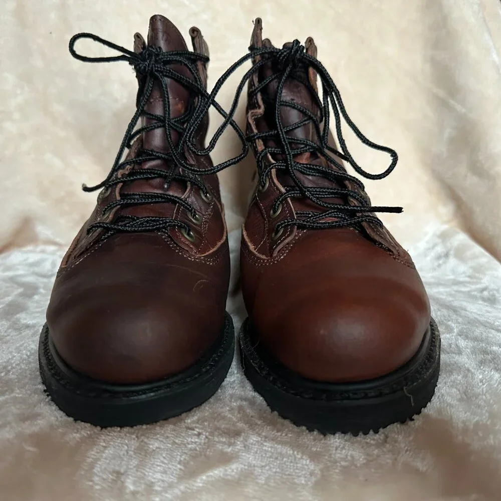Iron Age Steel Toe EH  Brown Leather Work Boots Made in USA Men's Size 7.5